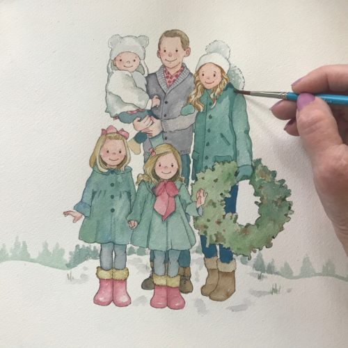 watercolor family illustration