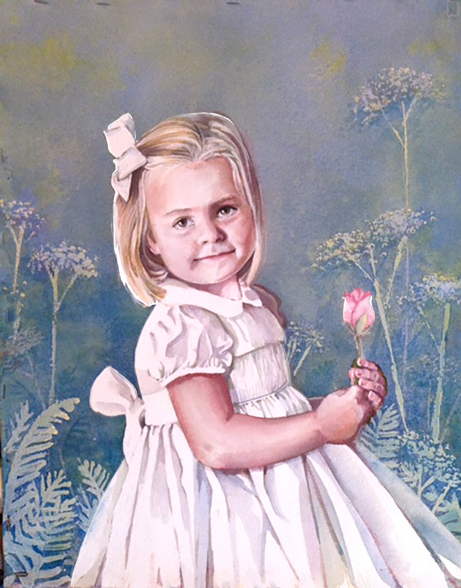 rosebud girl watercolor